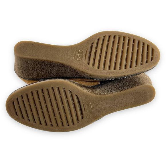 The FLEXX Chelsea Wedge Ankle Boots Size 10 Brown Tan Suede Heel Booties Comfort - Picture 10 of 12